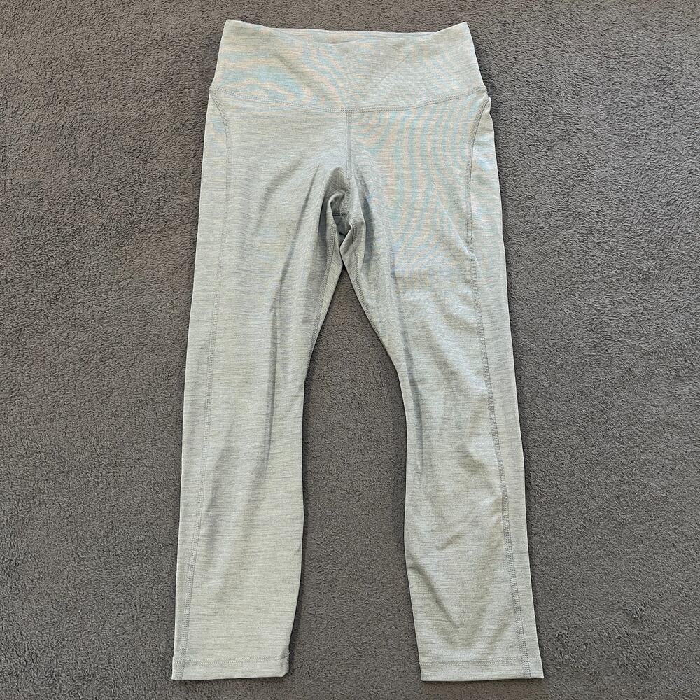 Nike Dri-FIT Heather Gray Zipper Pocket Crop Running Leggings Women's Size Small